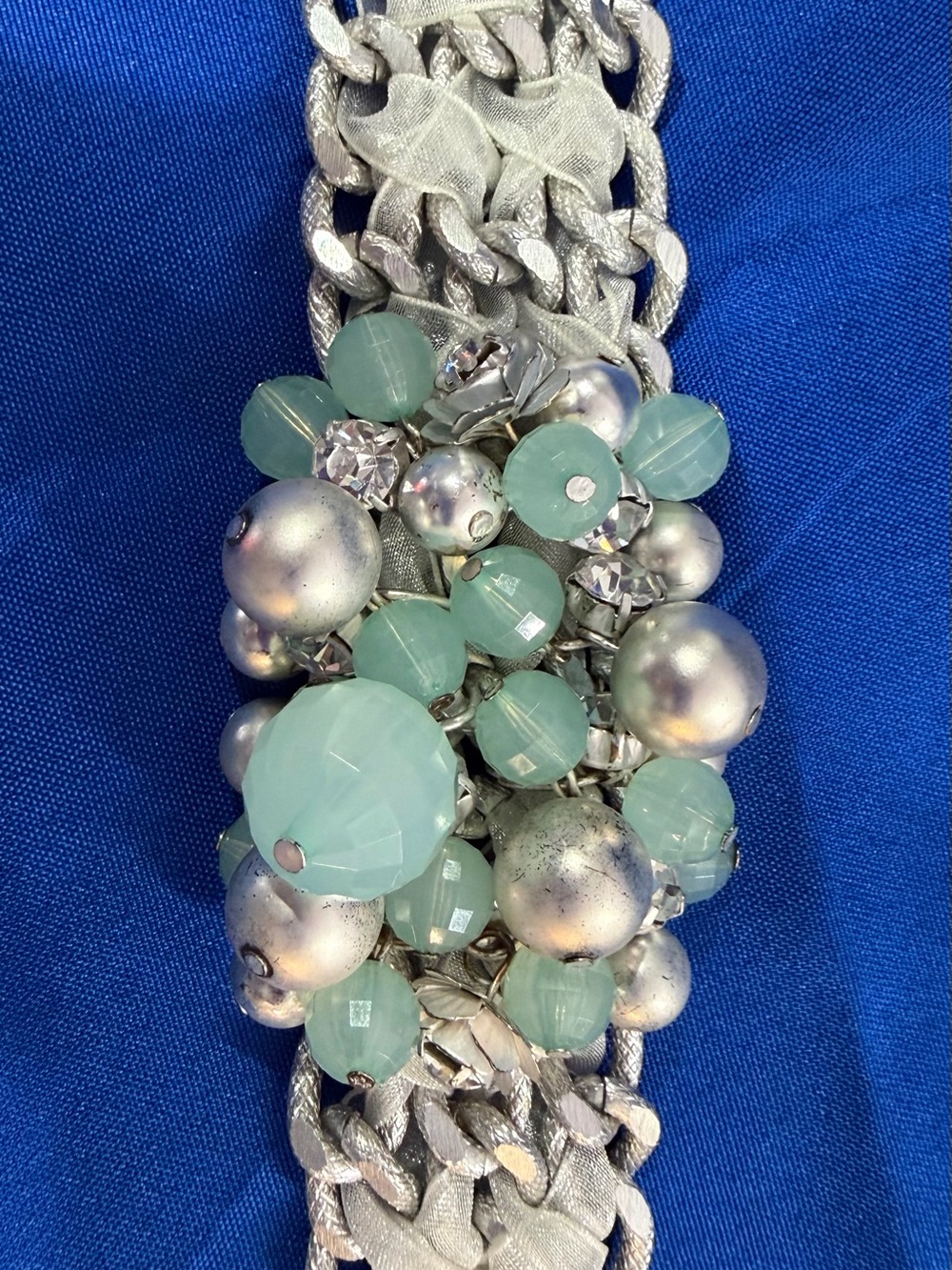 Park Lane Mint Green & Silver Statement Bracelet